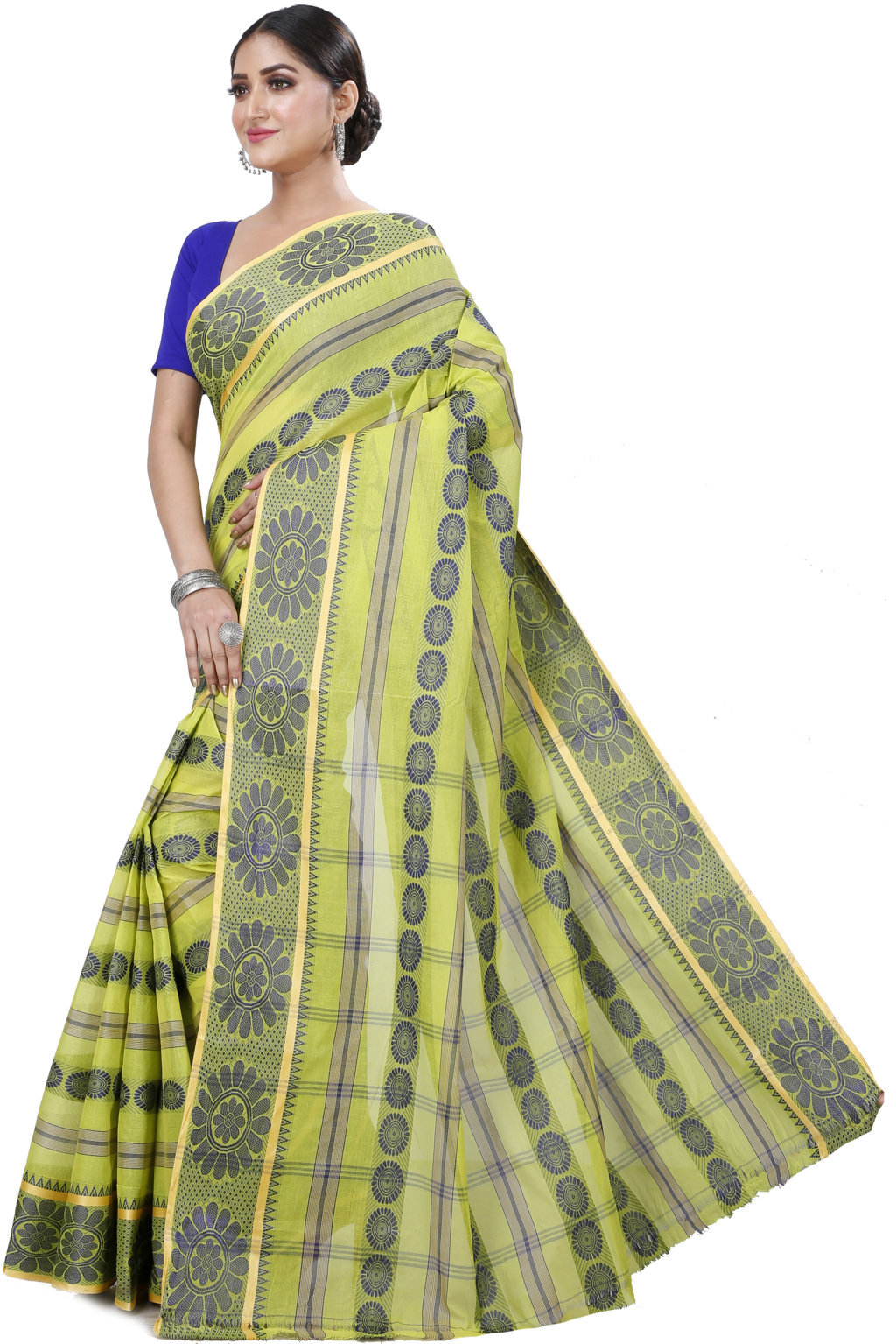 Green Pure Cotton Chakro_Tant Tant Saree (1049)